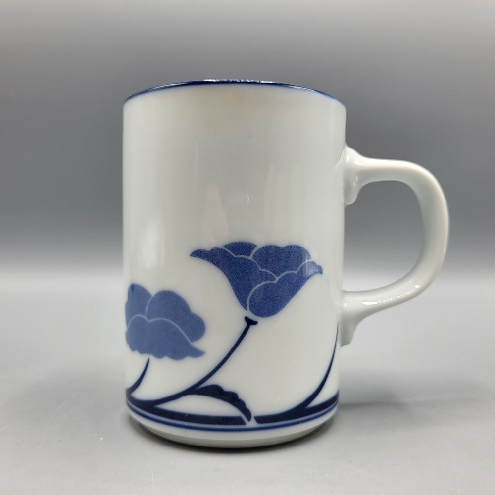 Dansk Tivoli Belles Fleurs Mug Coffee Cup Blue Floral White Japan Stoneware